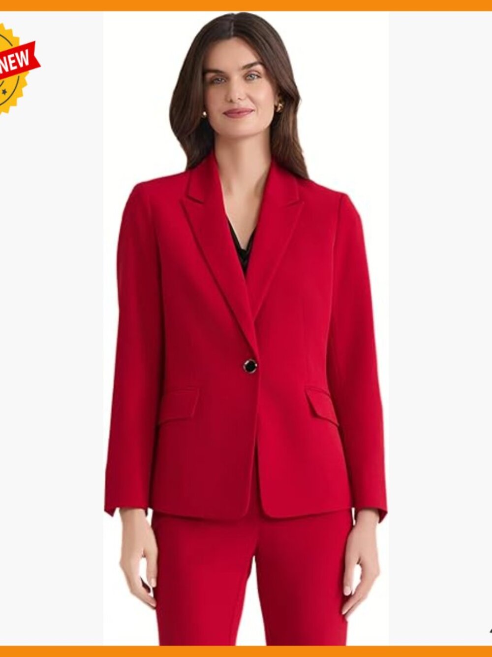 Stretch Crepe One Button Blazer, Tailored Fit, Wrinkle-Resistant, Professional - Picture 1 of 4